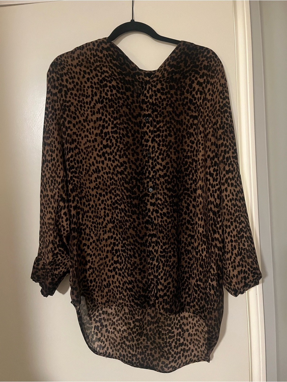 Women's Brown Leopard Print Sheer tunic